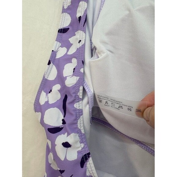 Emory Rose Women's Plus Size 3X One Piece Swim Suit Lavender Floral - Picture 5 of 6